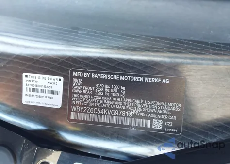 2019 BMW I8 z USA, uszkodzony, nr VIN WBY2Z6C54KVG97818